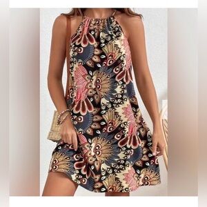 Elegant Multicolor Halter Dress